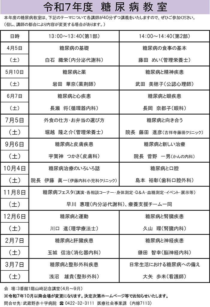 糖尿病教室スケジュール